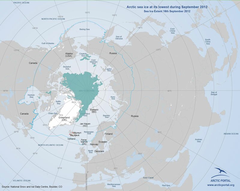 Arctic sea ice 16th September 2012. Image: Arctic Portal