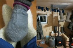 Layers of socks in Russian boots and the warmest place they occupy. (Photo: Cherskii expedition team)